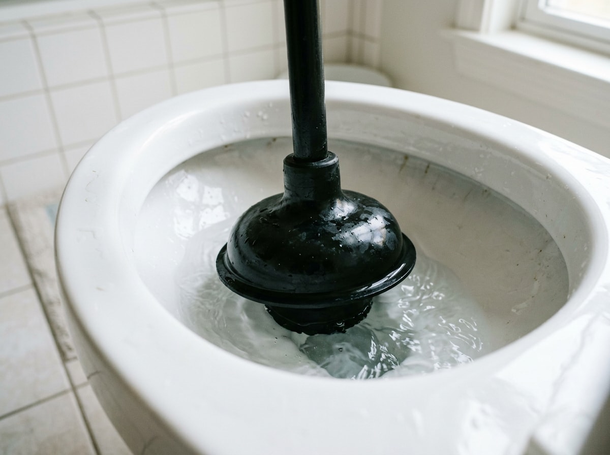 Step-by-step diagram showing correct flange plunger placement and plunging technique